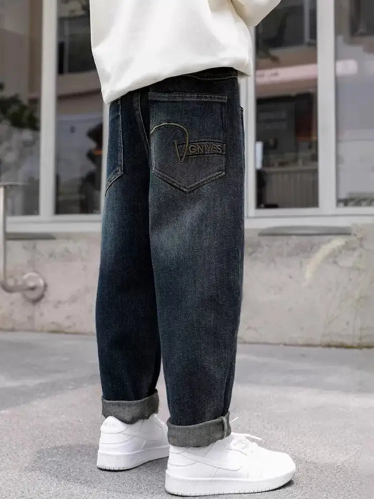 Boys Fleece Lined Jeans Dark Blue Spring Wear
