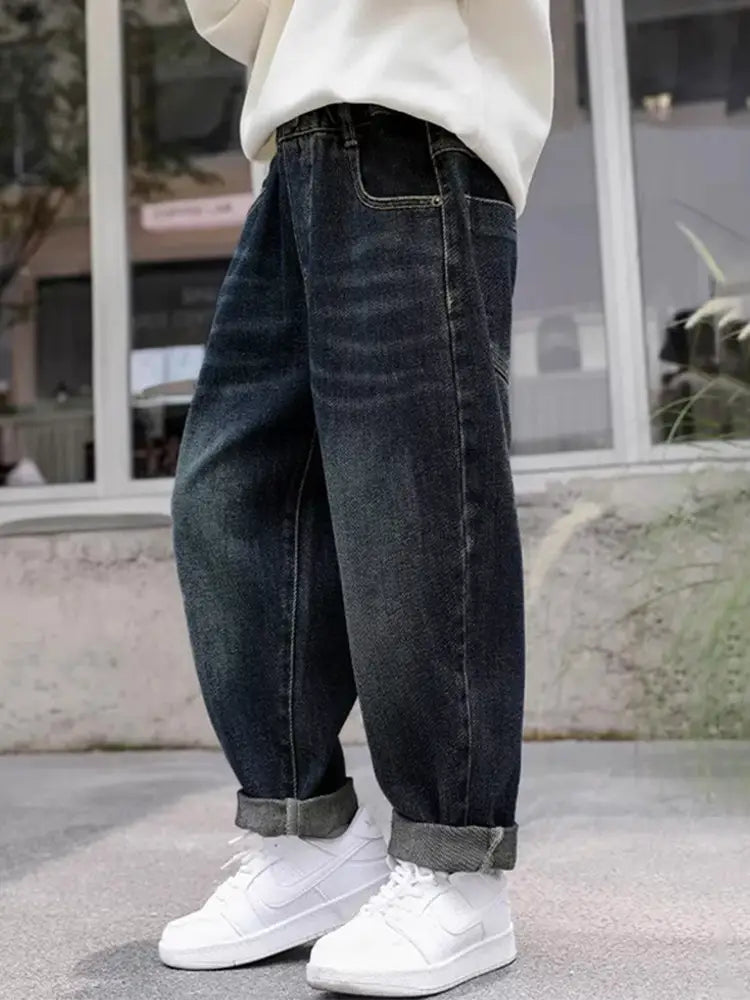 Boys Fleece Lined Jeans Dark Blue Spring Wear
