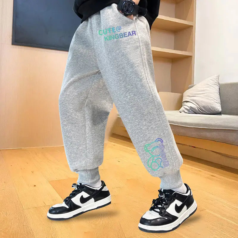 Black King Bear Sweatpants for Kids 120cm Green Blue Print