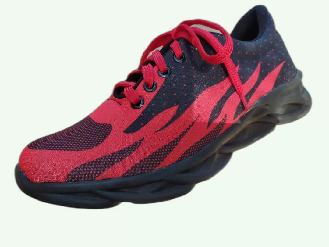 Men Synthetic Leather Casual Sneakers Red Black Flame 39-44