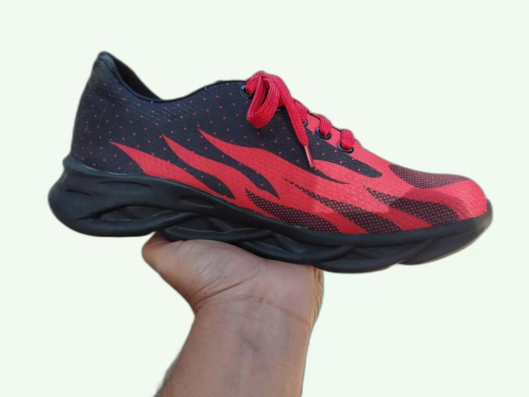 Men Synthetic Leather Casual Sneakers Red Black Flame 39-44