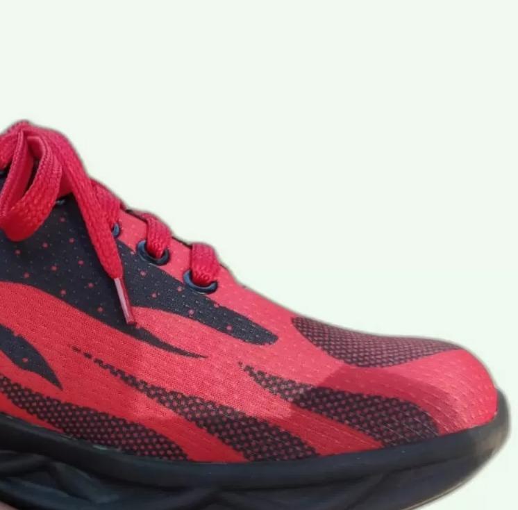 Men Synthetic Leather Casual Sneakers Red Black Flame 39-44