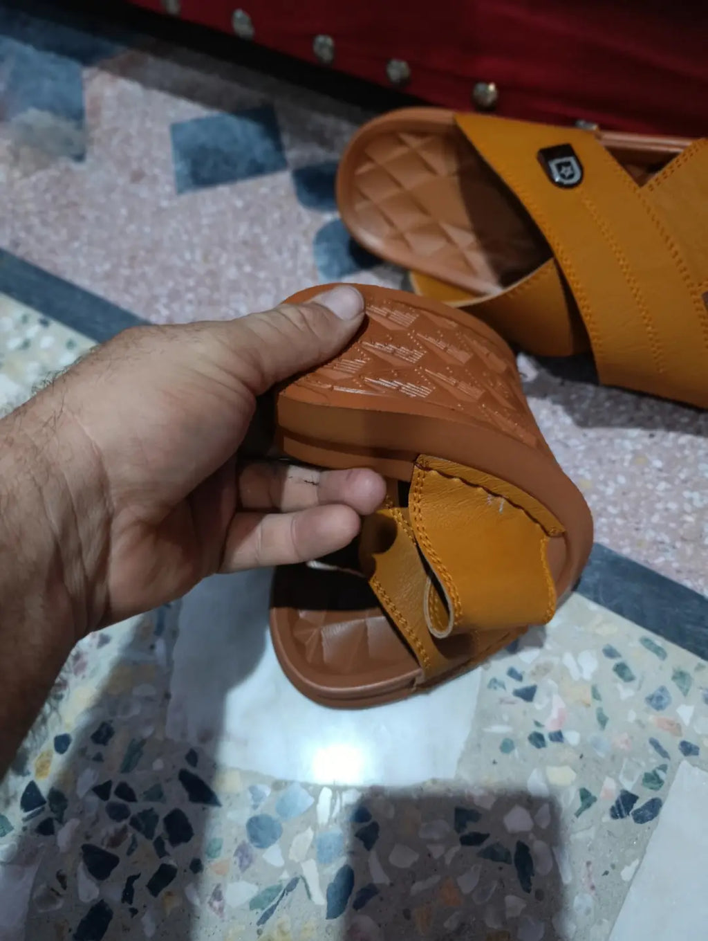 Men's Cross Strap Slide Sandals | Premium Soft Comfortable Slippers for Men | Lightweight Anti-Slip Casual Summer Slides | Indoor Outdoor Open Toe Brown Sandals