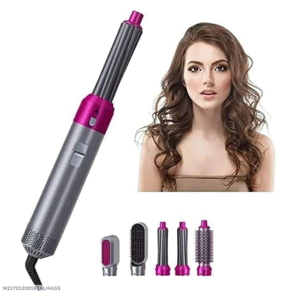5-in-1 Hair Curler & Straightener with Brush & Dryer