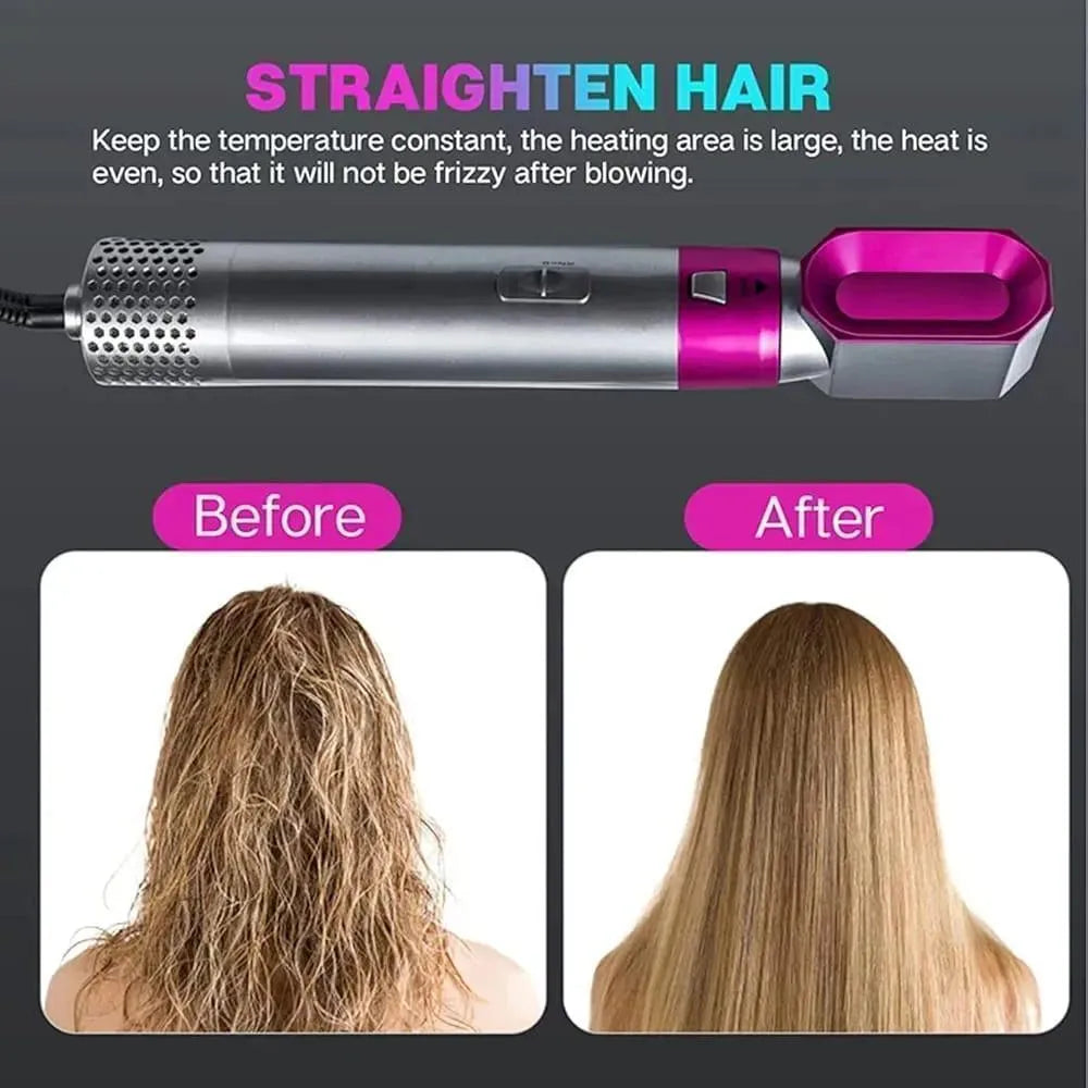 5-in-1 Hair Curler & Straightener with Brush & Dryer