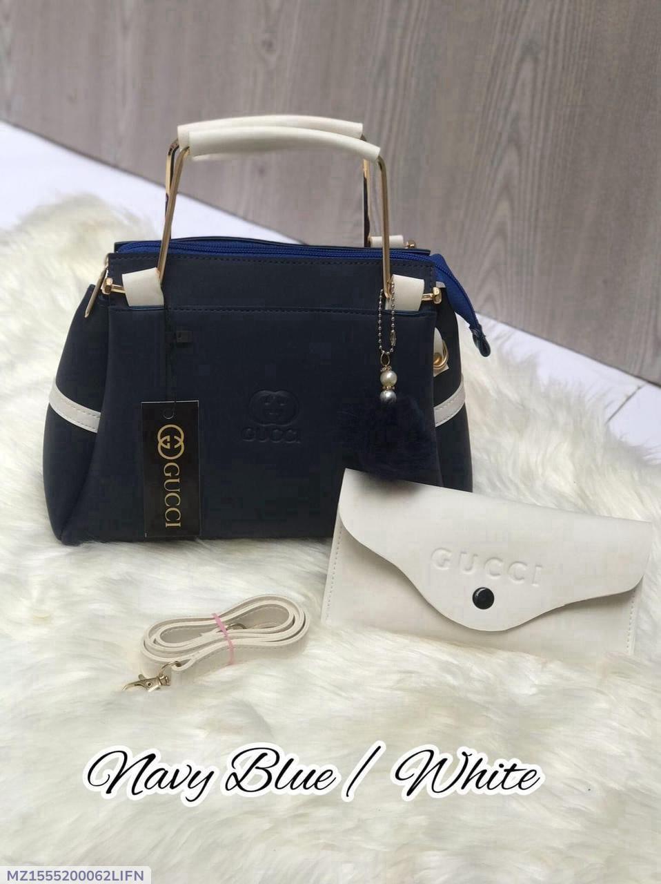 Blue White Rexine Handbag Set for Girls