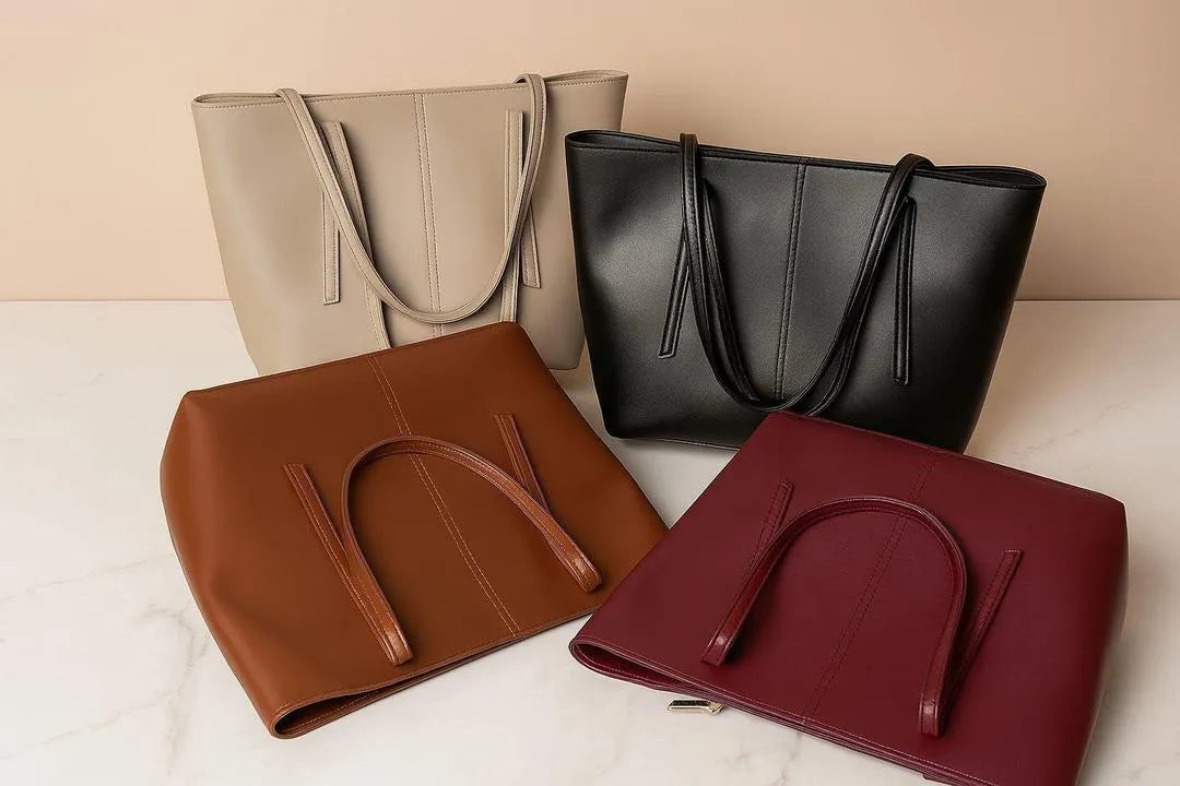 Black Leather Shoulder Bag for Women Office School Daily Use