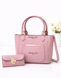 Pink Christian Dior Leather Handbag & Wallet Set for Women