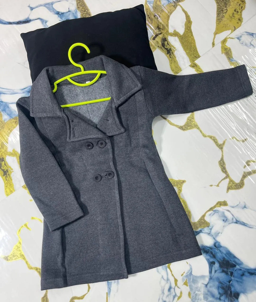 Grey Fleece Coat for Kids 7-8 Years Winter Warm