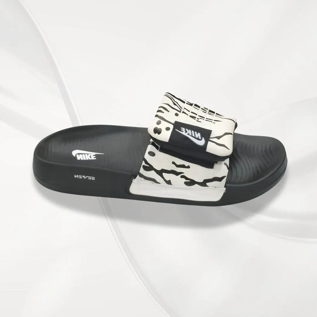 Nike Logo Slide Slippers Black White Patterned
