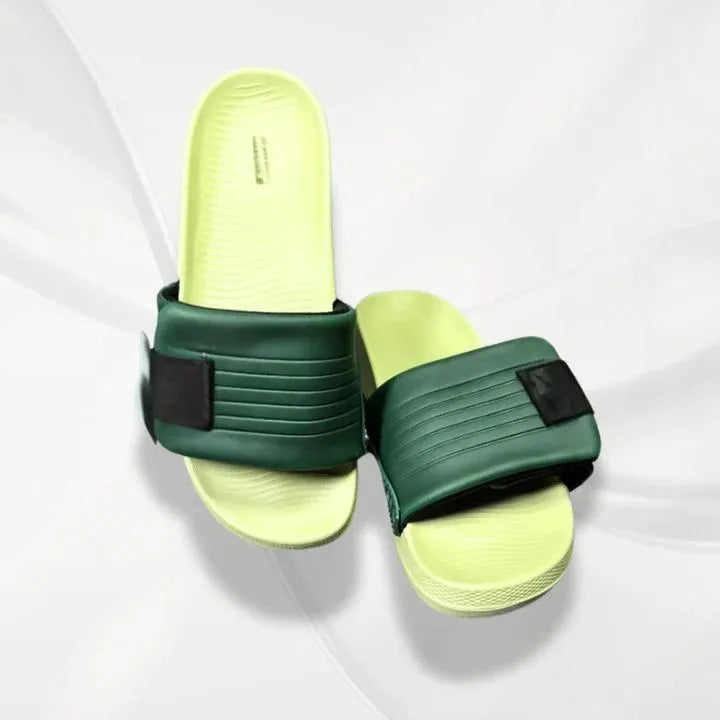 Unisex Microfiber Green Slide Slippers Adjustable Comfort