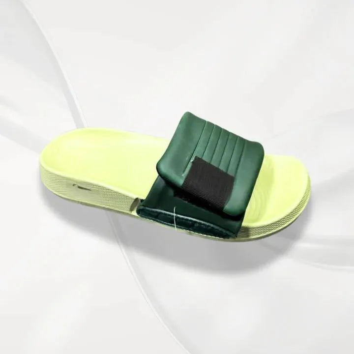 Unisex Microfiber Green Slide Slippers Adjustable Comfort