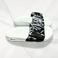 Men Black Printed Slide Slippers White Foam All Season