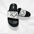 Black Graphic Slide Slippers for Hot Weather
