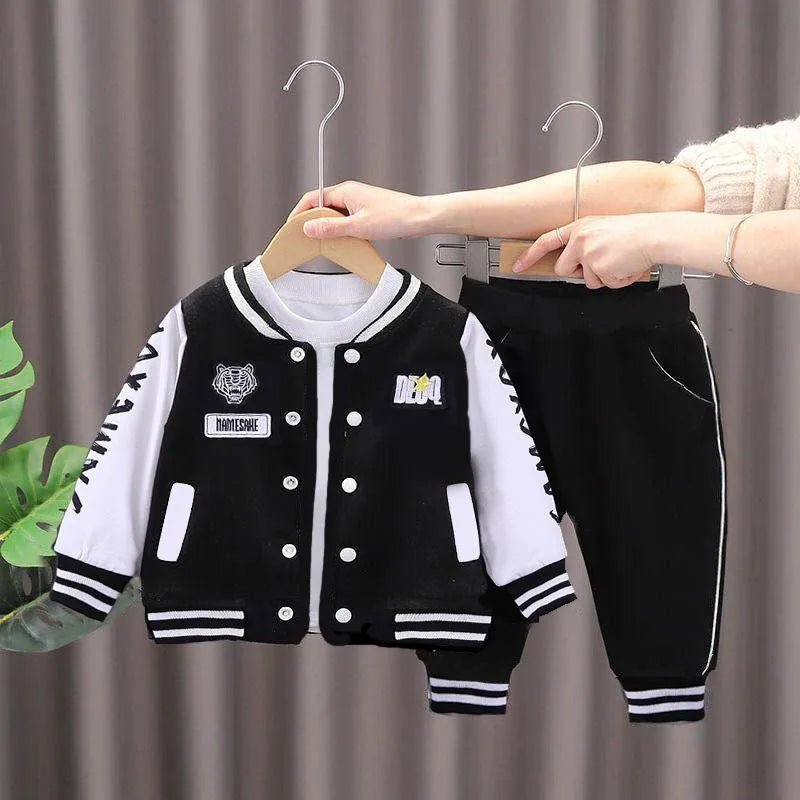 Kids Black White Printed Tracksuit Set for Ages 1-6
