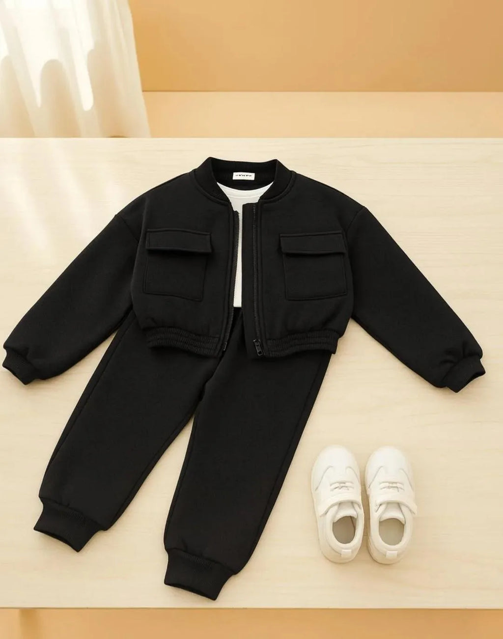 Black Fleece Tracksuit for Girls Boys 1-12 Years