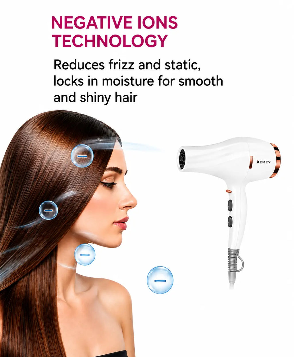 Professional 1500W Hair Dryer – Hot & Cold Air, Negative Ion Technology, 3 Speed Settings & Smart Temperature Control ?