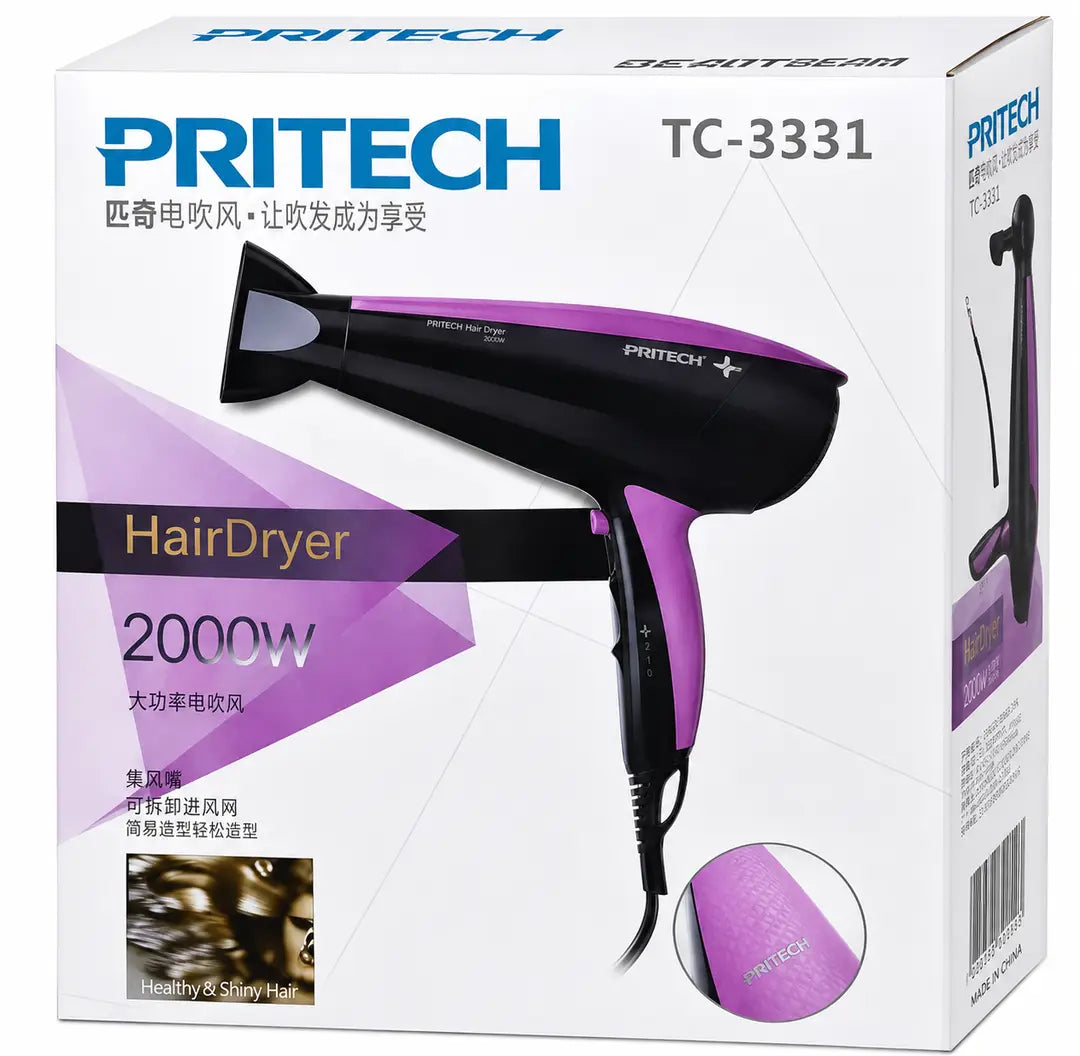 PRITECH TC-3331 Professional Hair Dryer – 2000W High Power Hair Dryer