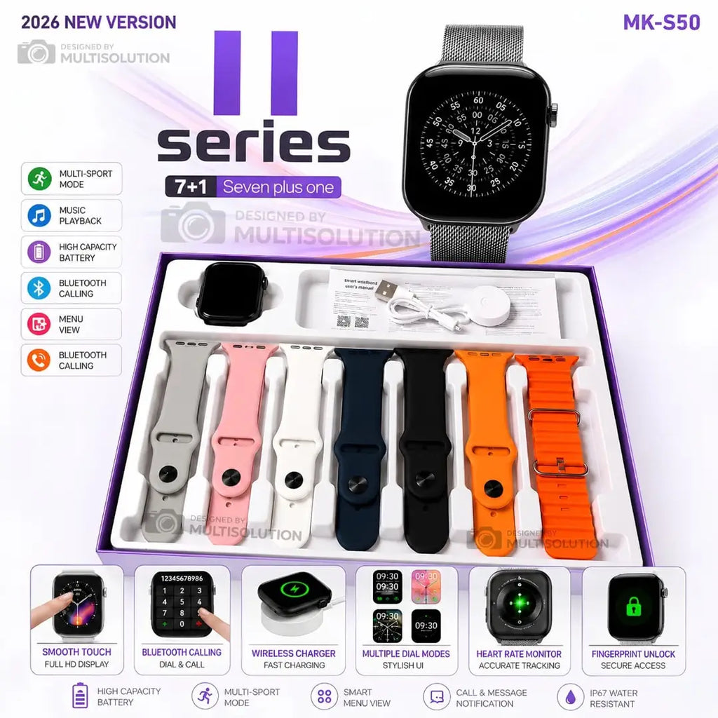 Series 11 Smartwatch 7 Straps Bluetooth 5.3 Black