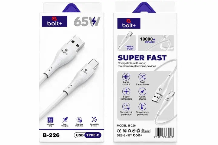 65W USB to Type-C Fast Charging Cable | PD Fast Charge | Data Sync Cable for Android Devices