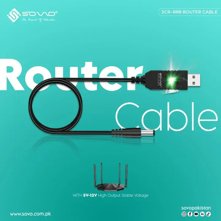 Sovo Router Cable WiFi to Powerbank Cable Connector DC 5V 9V 12V USB Cable Boost Converter Step-up Cord for Wifi Router