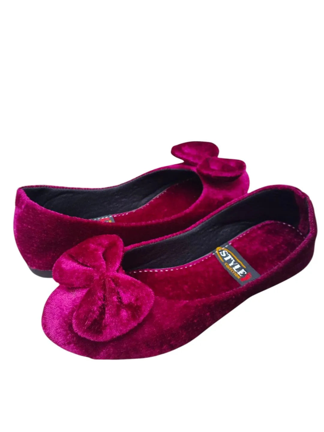 Maroon Velvet Bow Pumps Women Casual Formal Wear