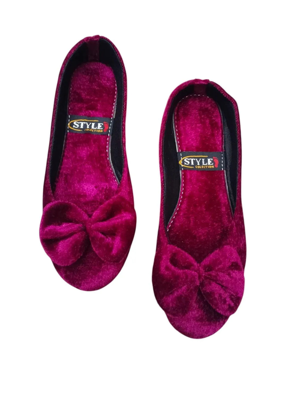 Maroon Velvet Bow Pumps Women Casual Formal Wear