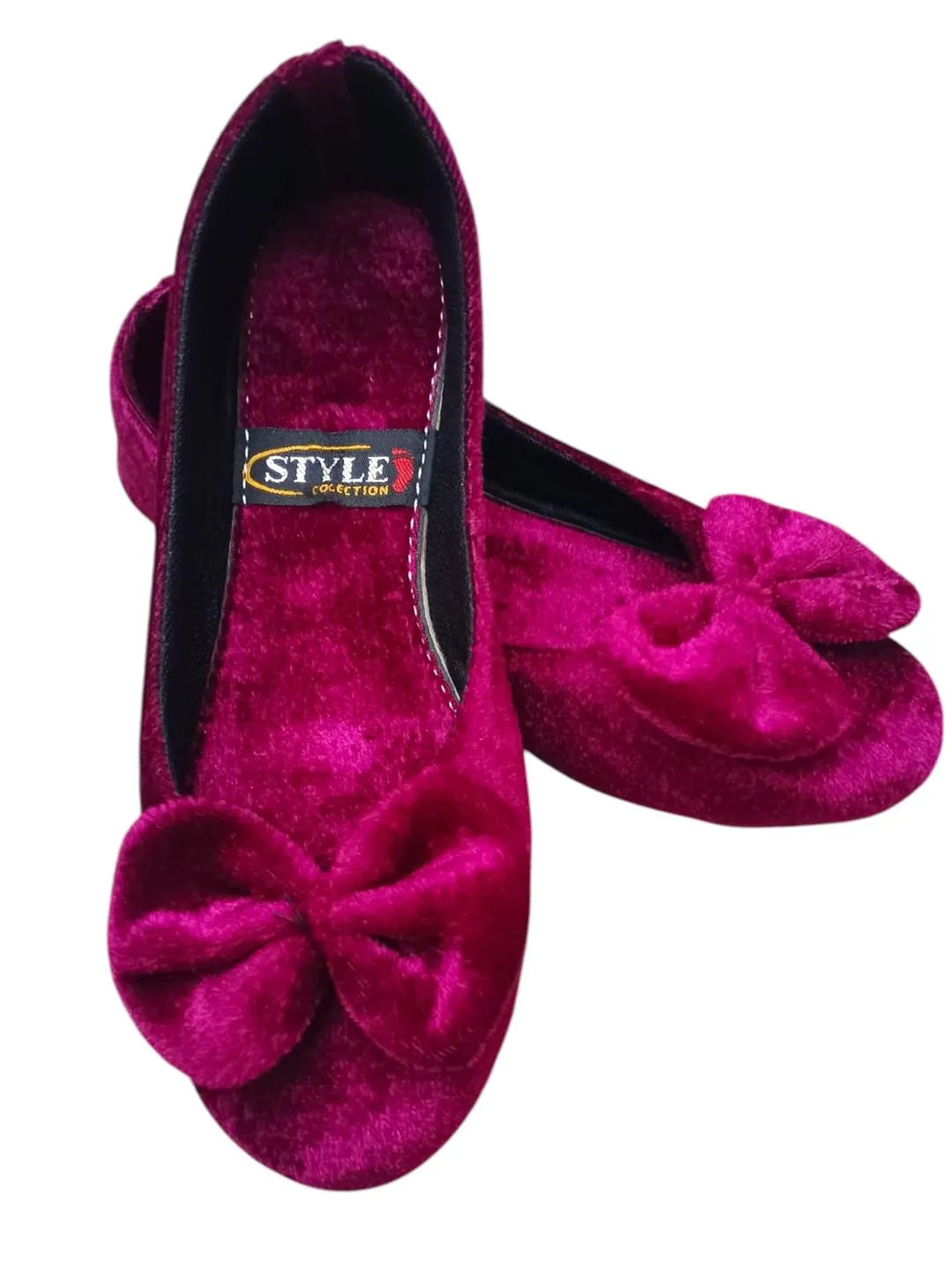 Maroon Velvet Bow Pumps Women Casual Formal Wear