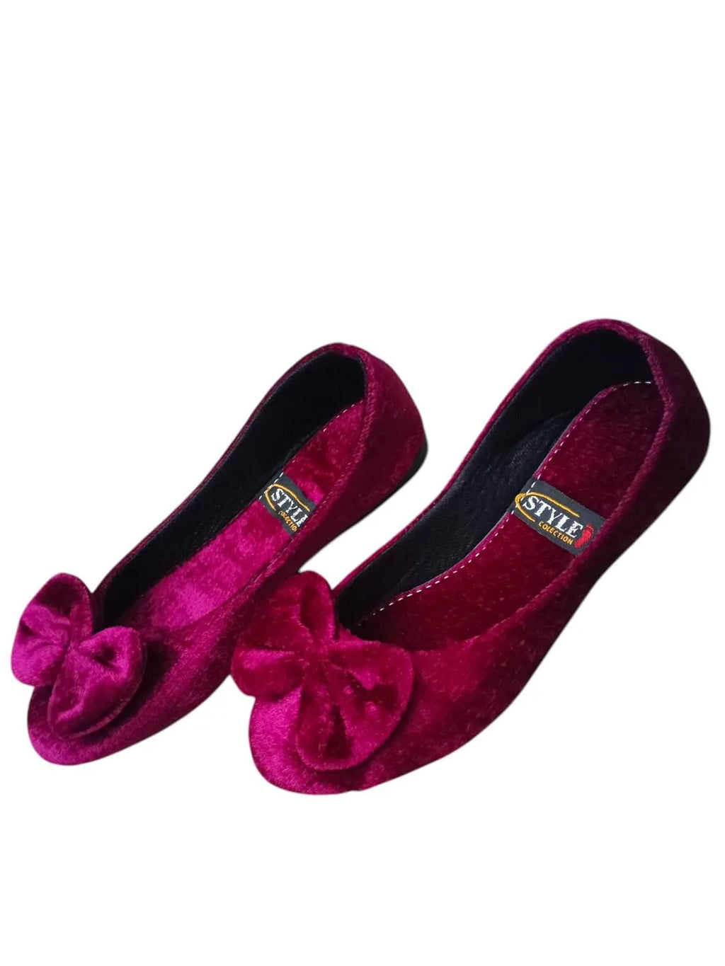 Maroon Velvet Bow Pumps Women Casual Formal Wear