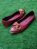 Maroon Synthetic Leather Fancy Pumps for Women