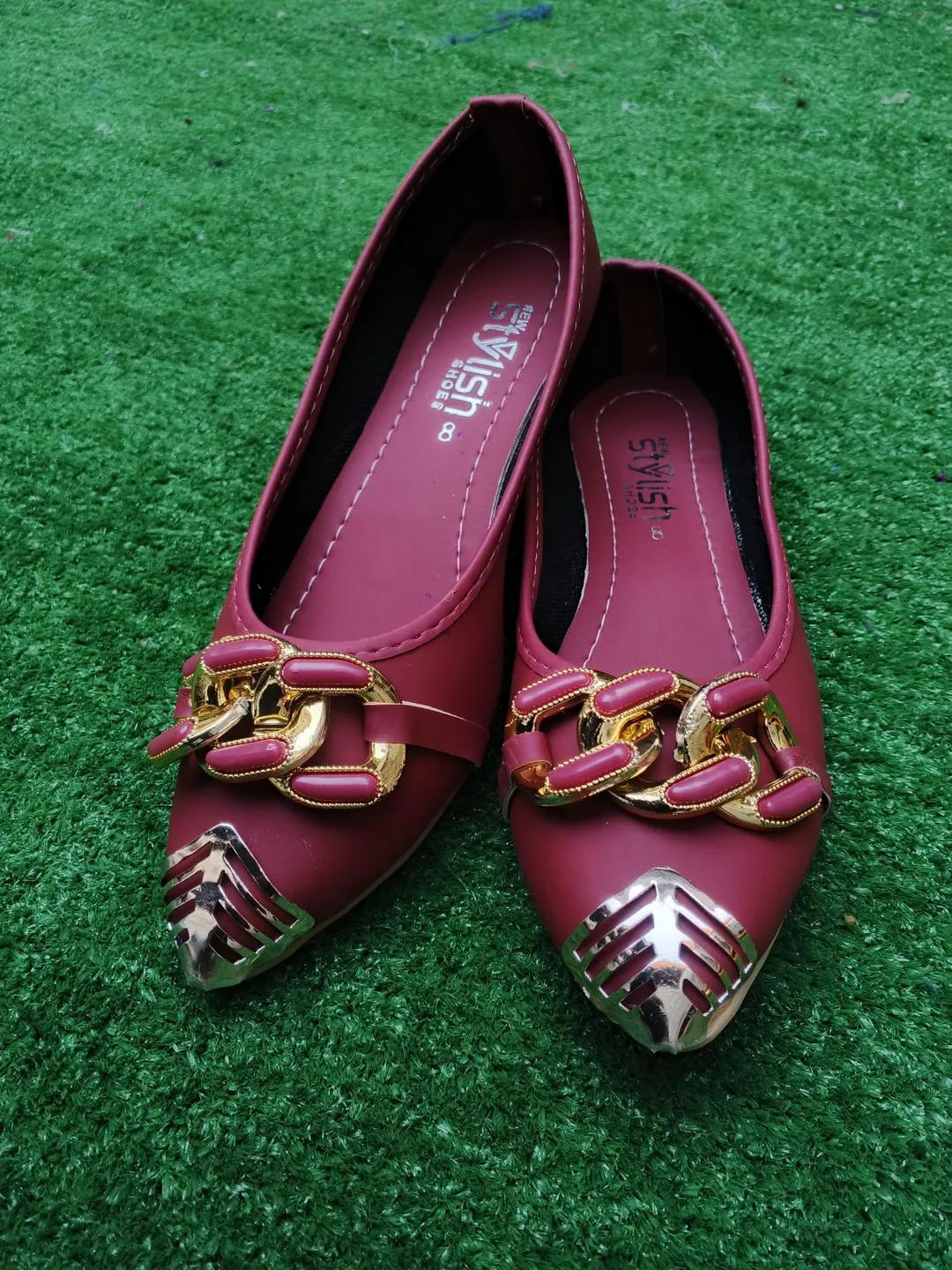 Maroon Synthetic Leather Fancy Pumps for Women