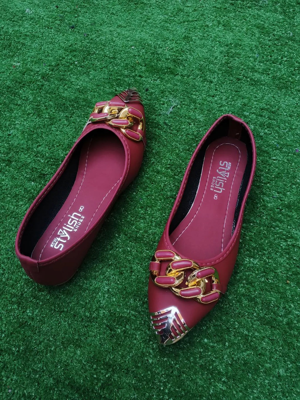 Maroon Synthetic Leather Fancy Pumps for Women