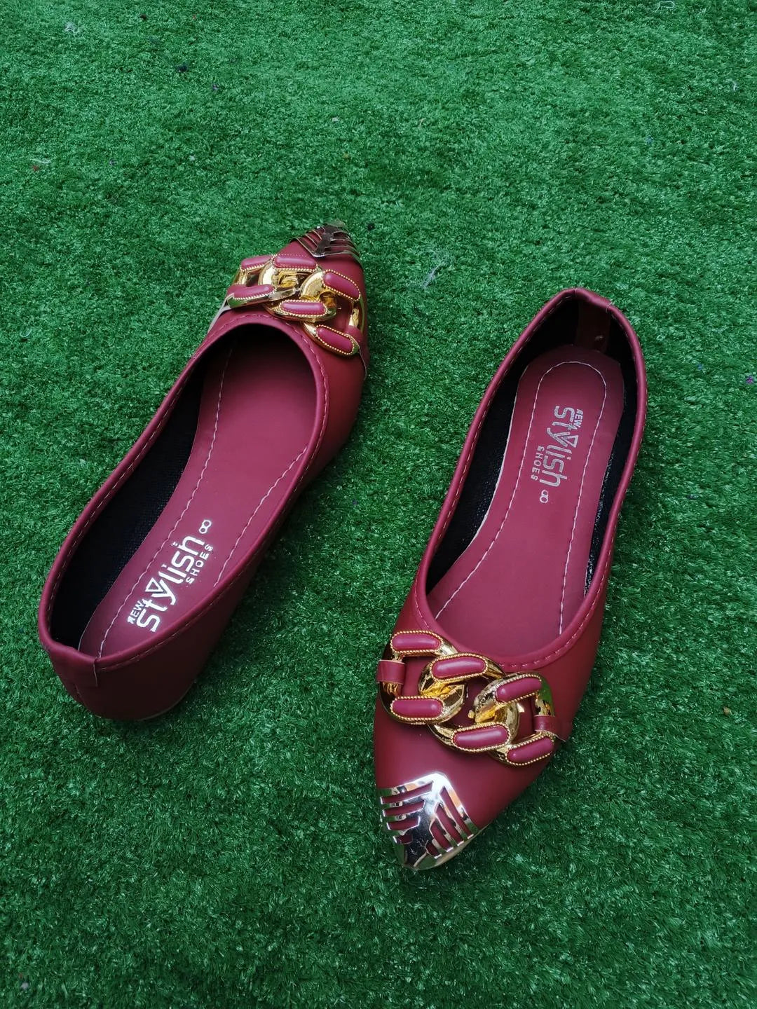 Maroon Synthetic Leather Fancy Pumps for Women