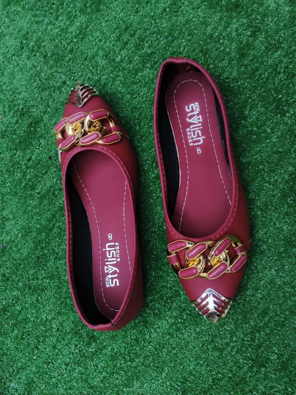 Maroon Synthetic Leather Fancy Pumps for Women