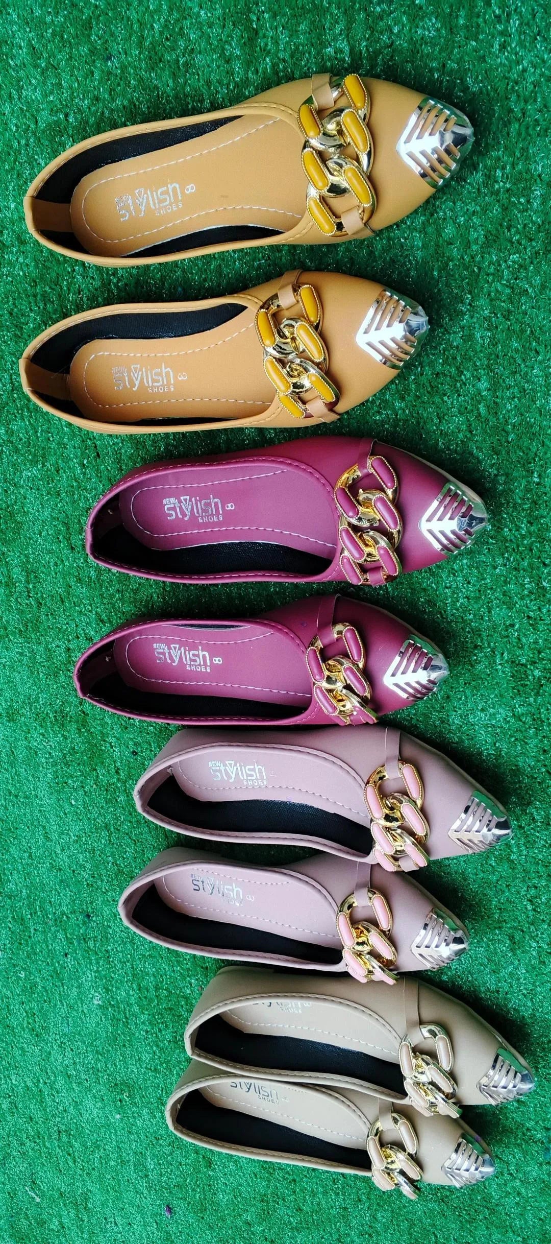 Pink Gold Chain Pumps for Women, Comfortable & Stylish