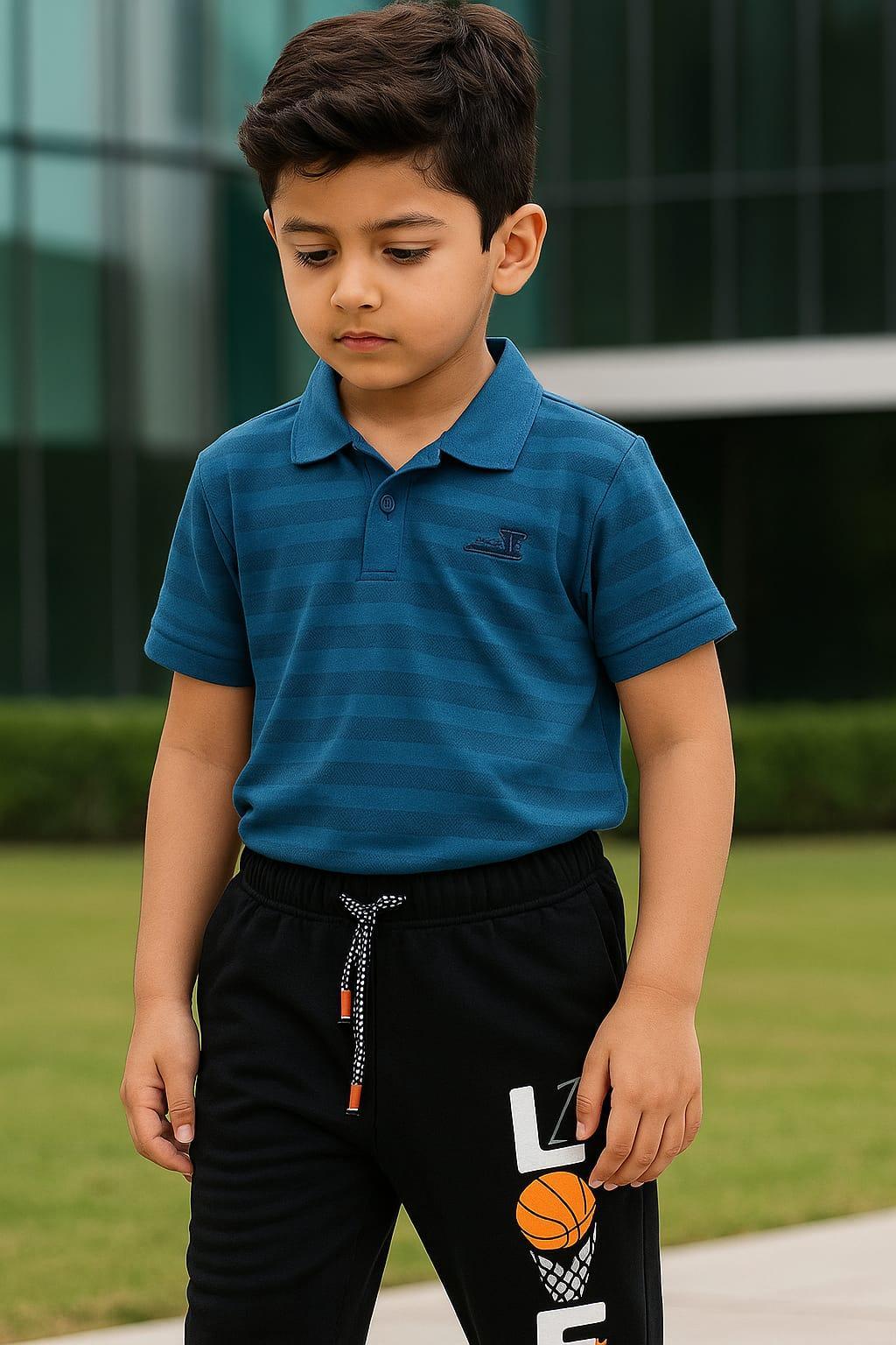 Black Unisex Trousers with Basketball Print for Kids