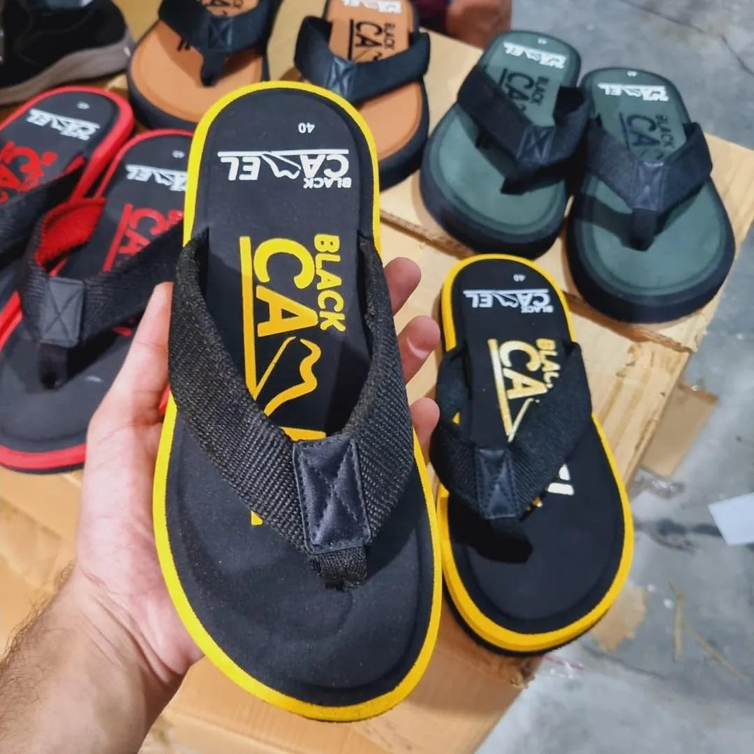Men Black Yellow EVA Flip Flops Summer Casual