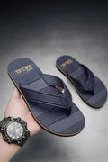 Men Blue Textured Casual Flip Flops Lightweight Comfortable