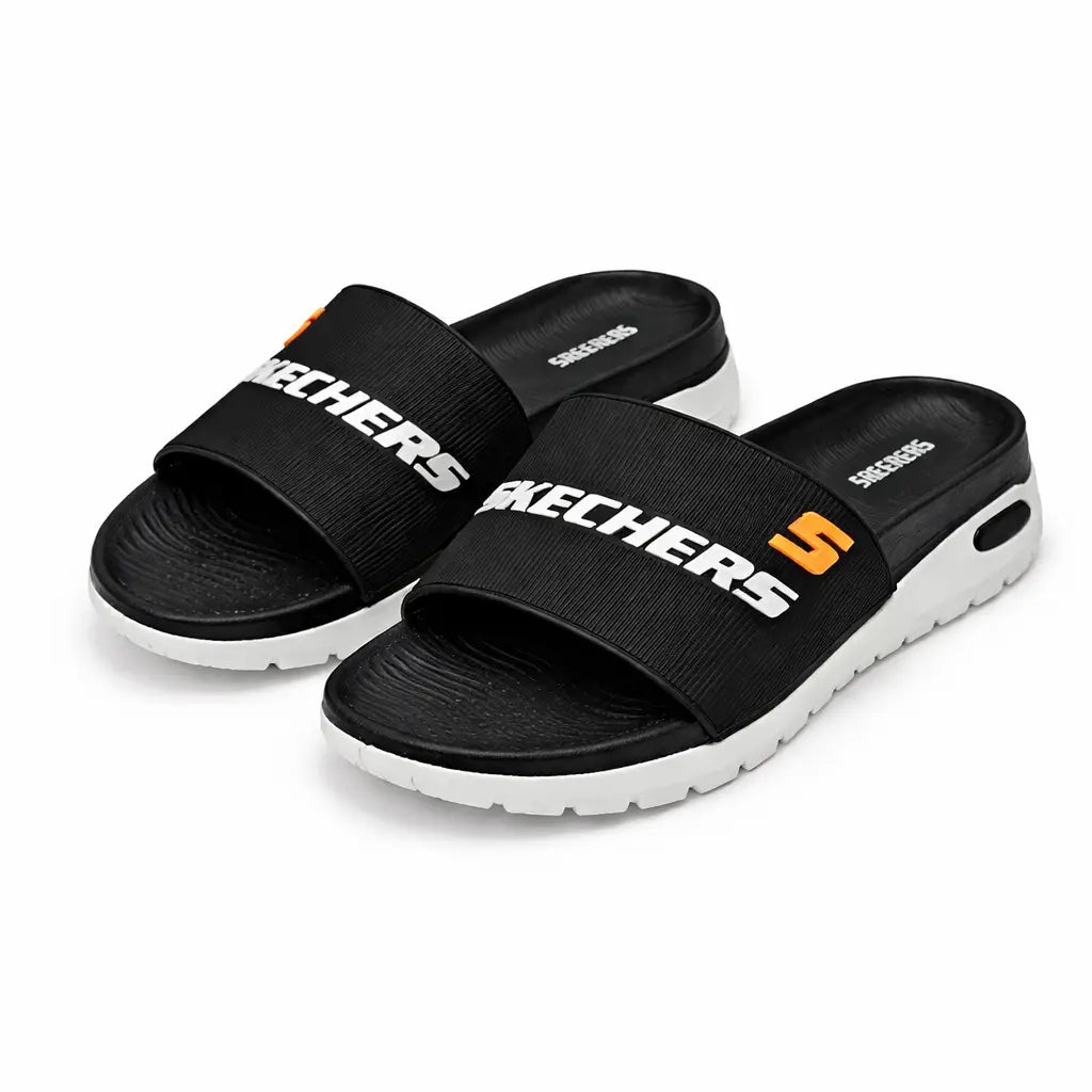 Men's Rubber Fancy Slide Slippers  Comfort Slide |SKCHR-BLACK|