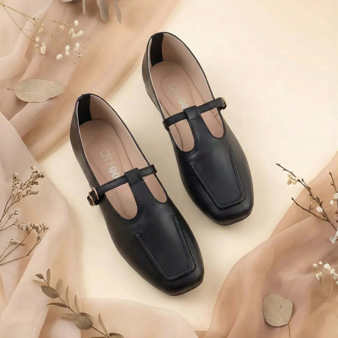Women's Black Rexine Fancy Formal Shoes Size 36-41