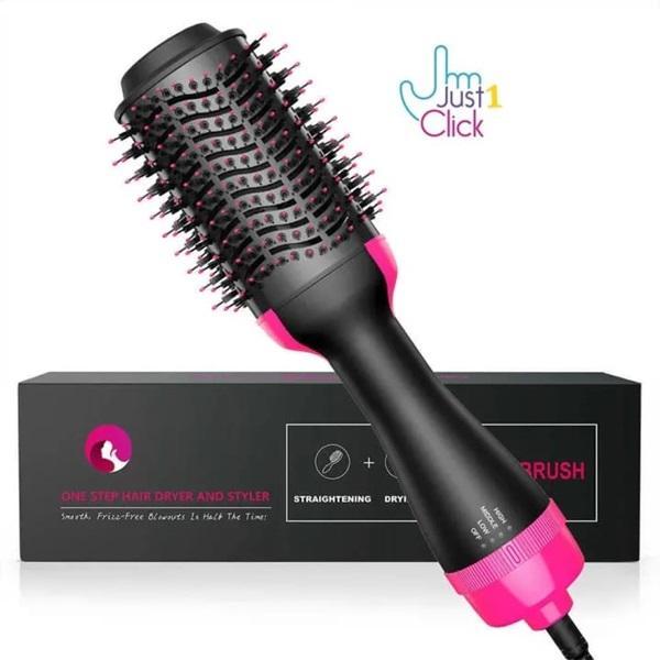 Hair Dryer Brush Black Pink ABS 4Temp