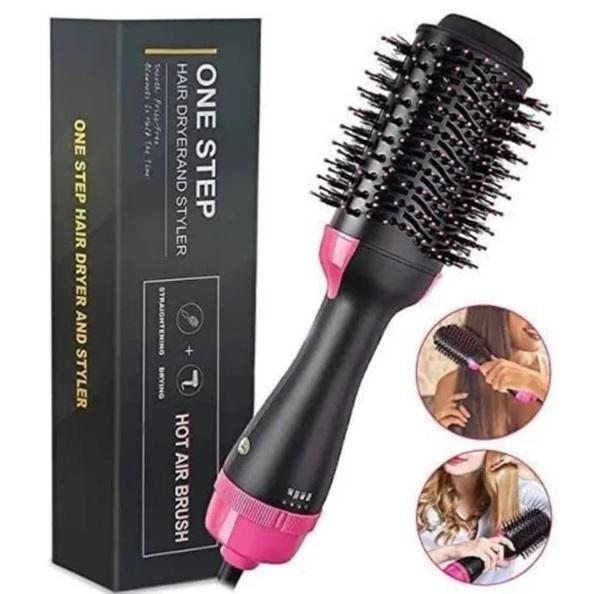 Hair Dryer Brush Black Pink ABS 4Temp