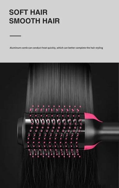 Hair Dryer Brush Black Pink ABS 4Temp