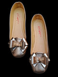 Golden Bow Flat Shoes for Women Wedding Party Wear