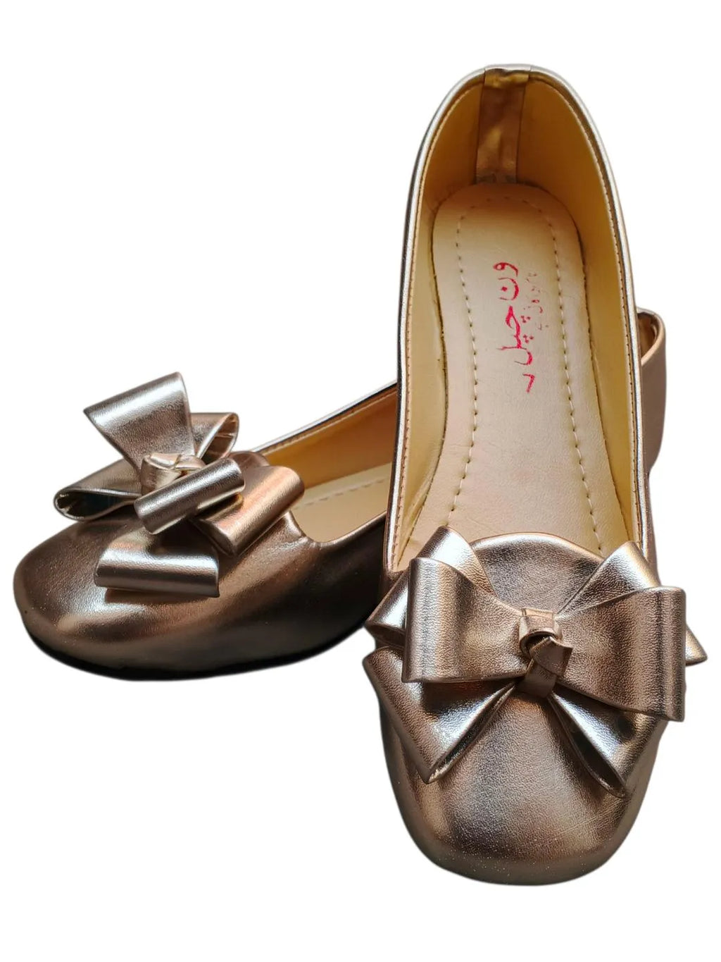 Golden Bow Flat Shoes for Women Wedding Party Wear