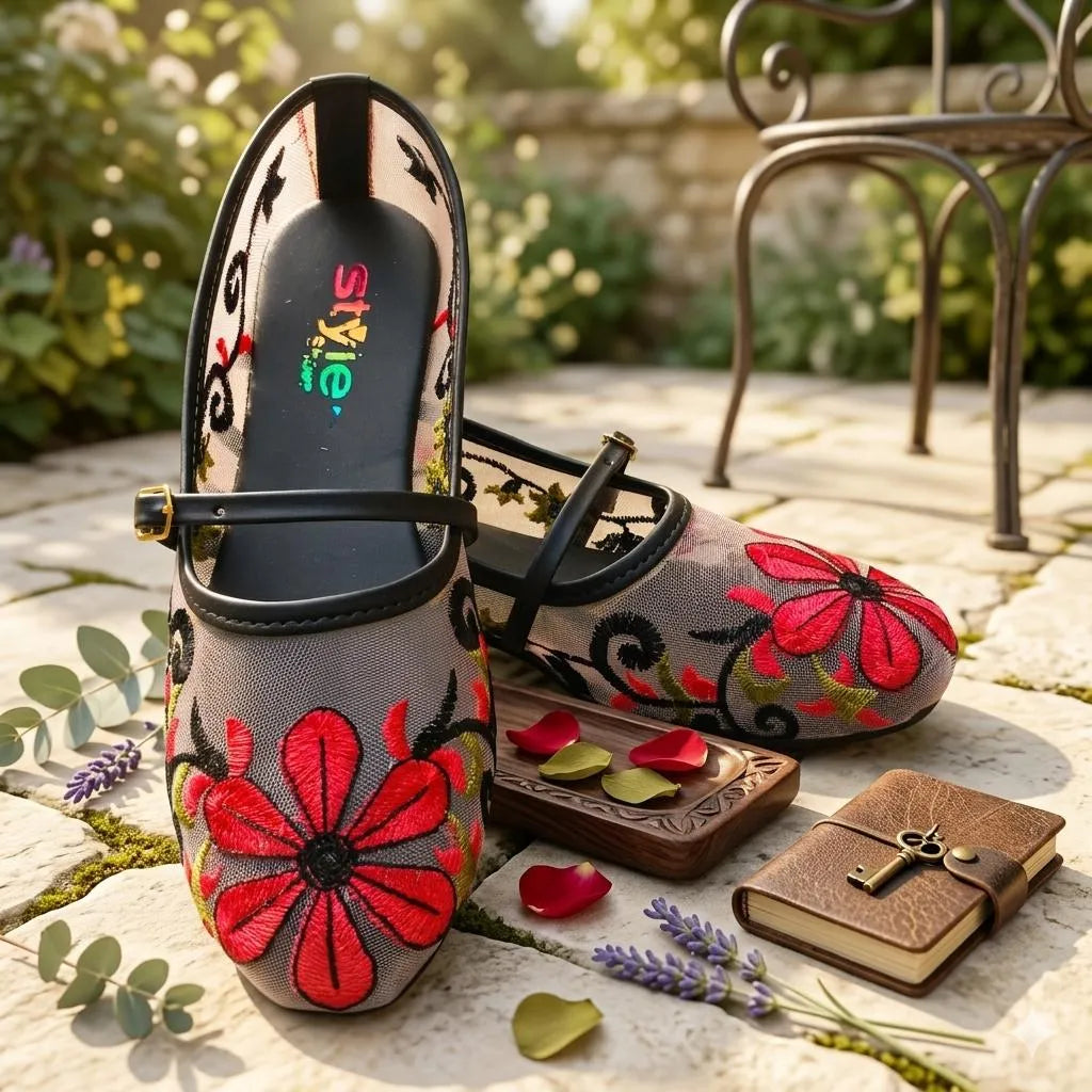 Trendy Embroidered Women's Flat Pumps