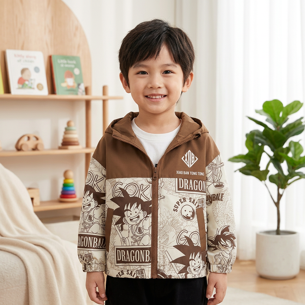 Boys Hooded Dragon Ball Jacket Spring Autumn 3-10